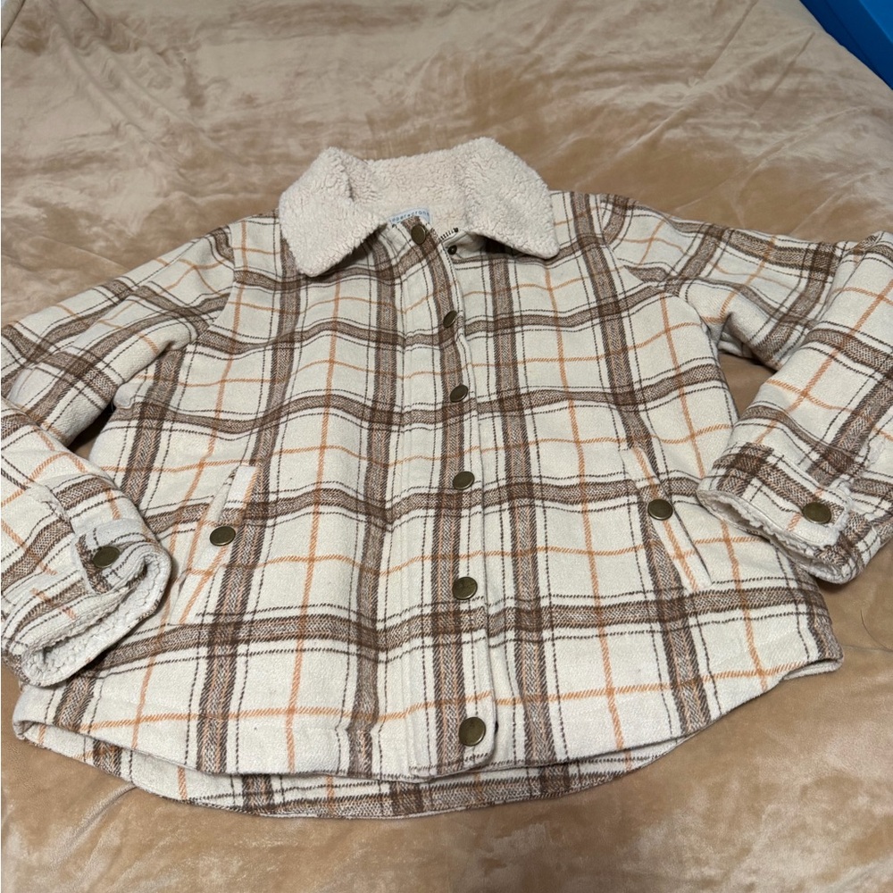 Paper Crane Plaid Jacket with Sherpa Collar Small cabin Core